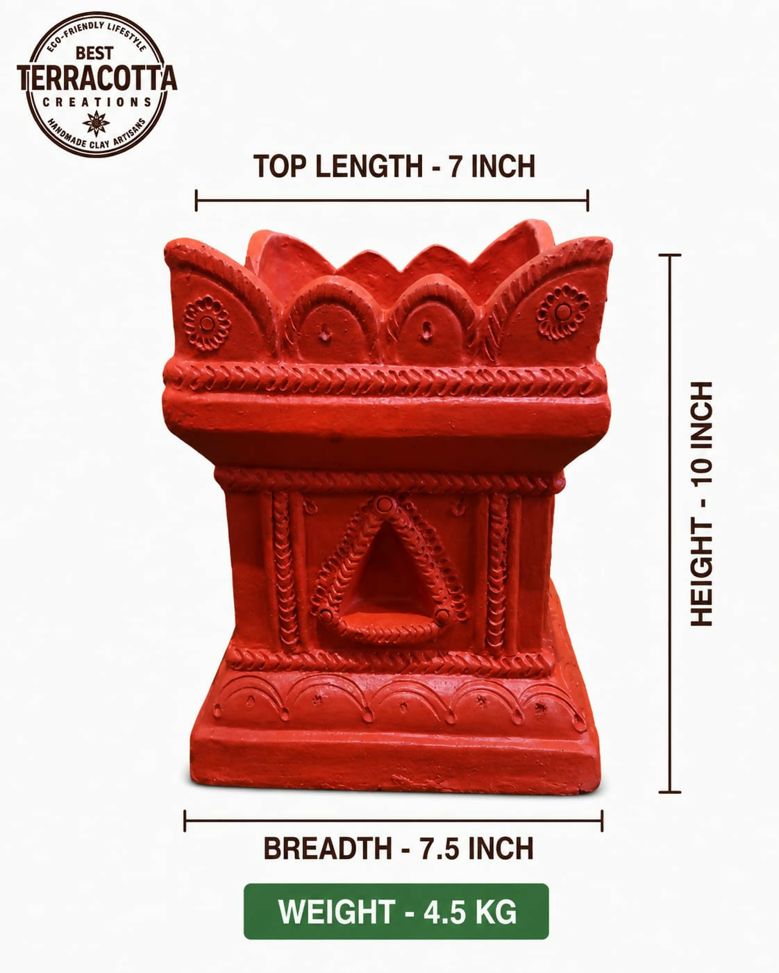 Terracotta Gardening Brindavan Tulasi pot With Drainage Hole at Bottom 10 inch ( Terracotta color )