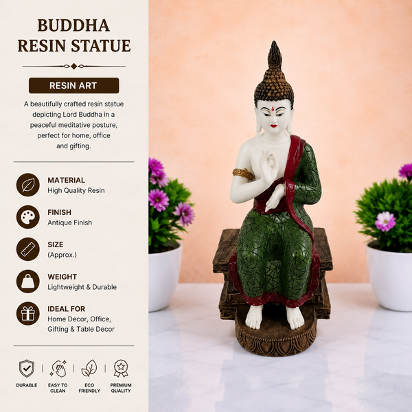 Meditating Buddha Resin Showpiece | Elegant Home & Office Decoration