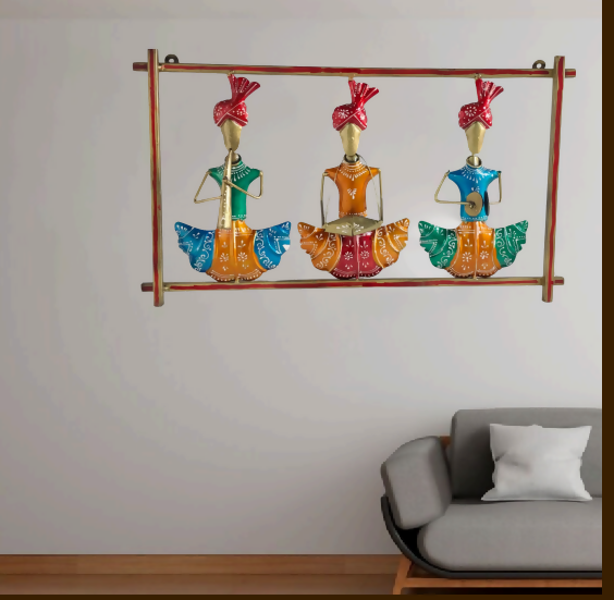 Rajasthani Musician Wall Decor Set | Handcrafted Metal Folk Art Wall Hanging for Living Room & Home Decoration