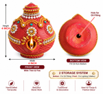 Royal Terracotta Stone Work Magic Vilakku | Traditional Handmade Magic Lamp | Decorative Pooja Diya[4inch=H*L=4*4]