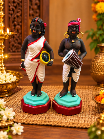 Terracotta Adivasi Tribal Golu Dolls Set – Traditional Village Art Collection 7 inch
