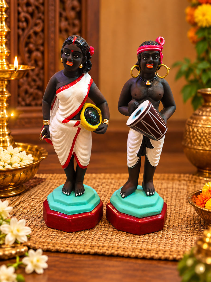Terracotta Adivasi Tribal Golu Dolls Set – Traditional Village Art Collection 7 inch