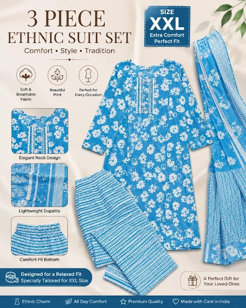 Semi cotton 3piece set chudidhar