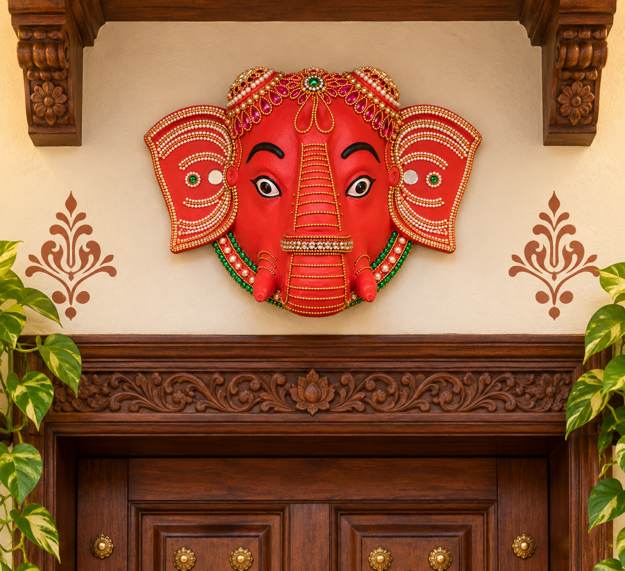Royal Traditional Terracotta Hanging Elephant Idol – Handcrafted Ethnic Wall Decor for Home & Pooja Room[10INCH=H*L=10*12]