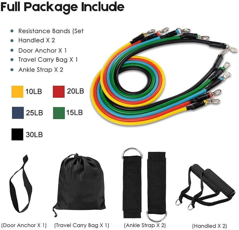 11 Pieces Gym Power Resistance Bands Set for Workout