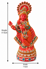Royal Terracotta Stone Work Krishna Statue | Traditional Handmade Lord Krishna Idol | Divine Home Décor[15inch=H*L=15*7]