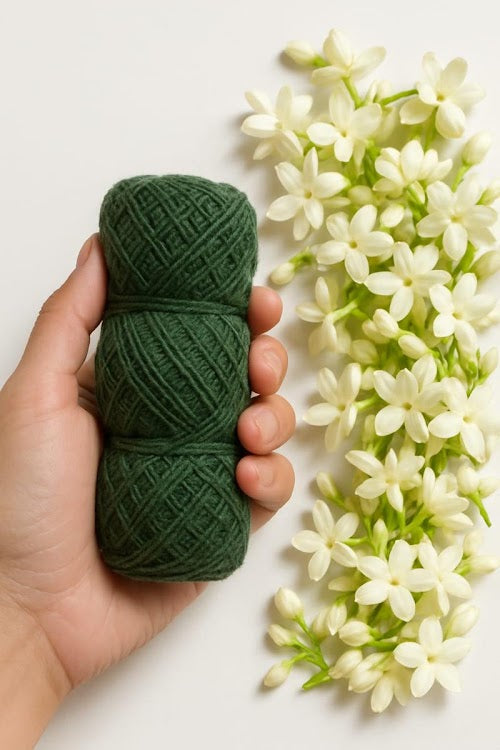 Premium Flower Garland Thread for Poo Making | Strong Cotton Thread for Flower Tying | Soft & Durable for Daily Use (Green)