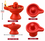 Royal Divine Red Terracotta Lingam Lamp | Traditional Shiva Lingam Oil Diya | Handmade Pooja Décor [2inch=H*L=2*2]