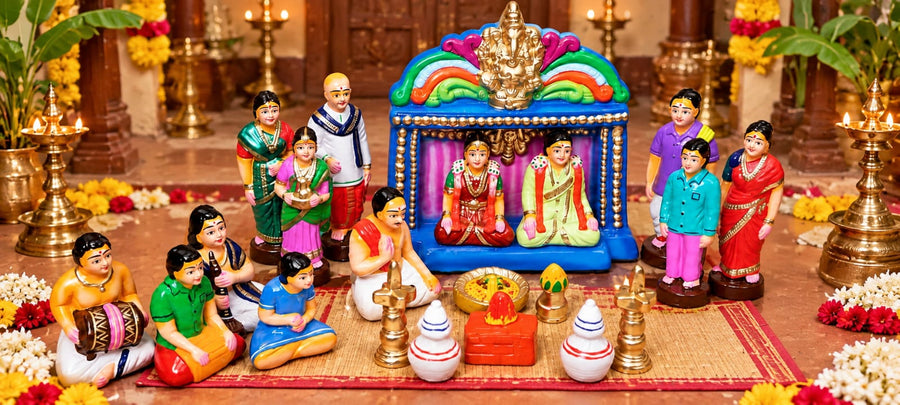 Traditional Kalyanam Golu Dolls Set – Wedding Ceremony Bommai Set for Navaratri Golu