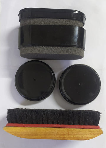 PACK OF  SHOE POLISH WAX - 2PC + SHOE BRUSH - 1 PC + SHOE SHINER 2 IN 1 --1 PCS