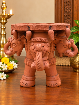 Royal Handmade Terracotta Elephant Stand | Traditional Elephant Pot Stand | 10 KG Capacity[7INCH=H*L=7*10] - MULTICOLOR[7INCH=H*L=7*10]