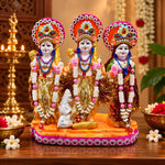 Royal Terracotta Lord Rama, Lakshman & Sita Golu Statue | Traditional Ram Darbar Idol | Handmade Hindu God Décor[7inch=H*L=7*6]