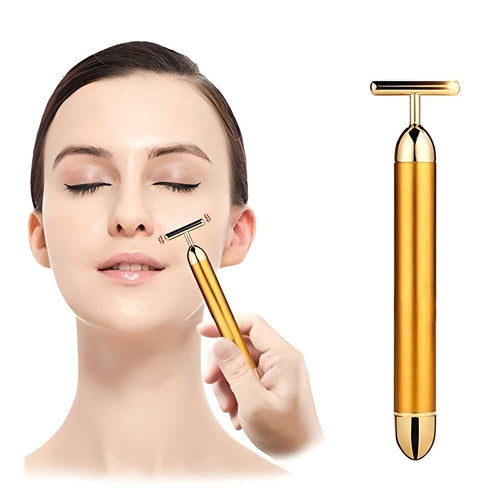 24K Gold Energy Beauty Bar Electric Facial Massage Roller.24K Gold Energy Beauty Bar Electric Facial Massage Roller – Skin Tightening, Wrinkle Reduction & Face Lift Vibrating Massager
