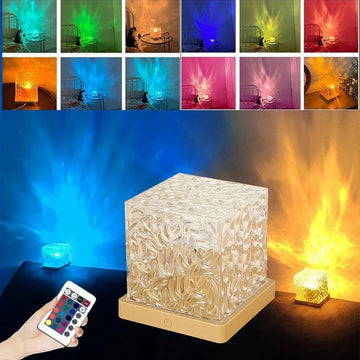 LED 3D海洋波浪投影夜燈水波紋燈北極光。居家裝飾照明