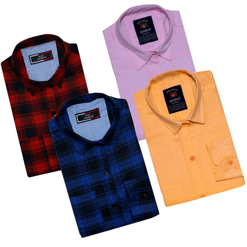 Combo of 4 Casual Shirts for Men (Multicolor, S)