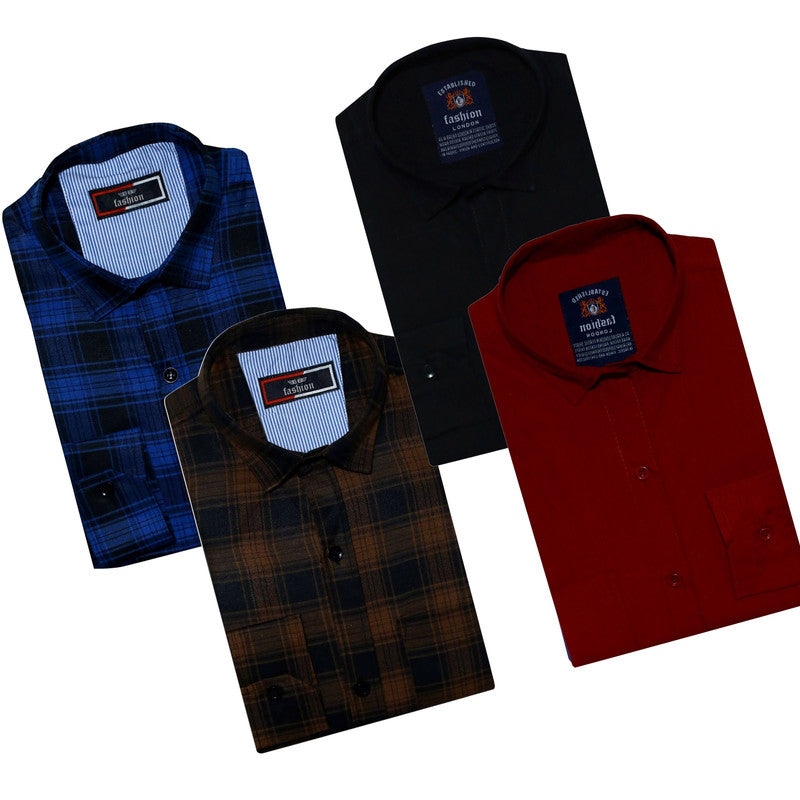 Combo of 4 Casual Shirts for Men (Multicolor, S)