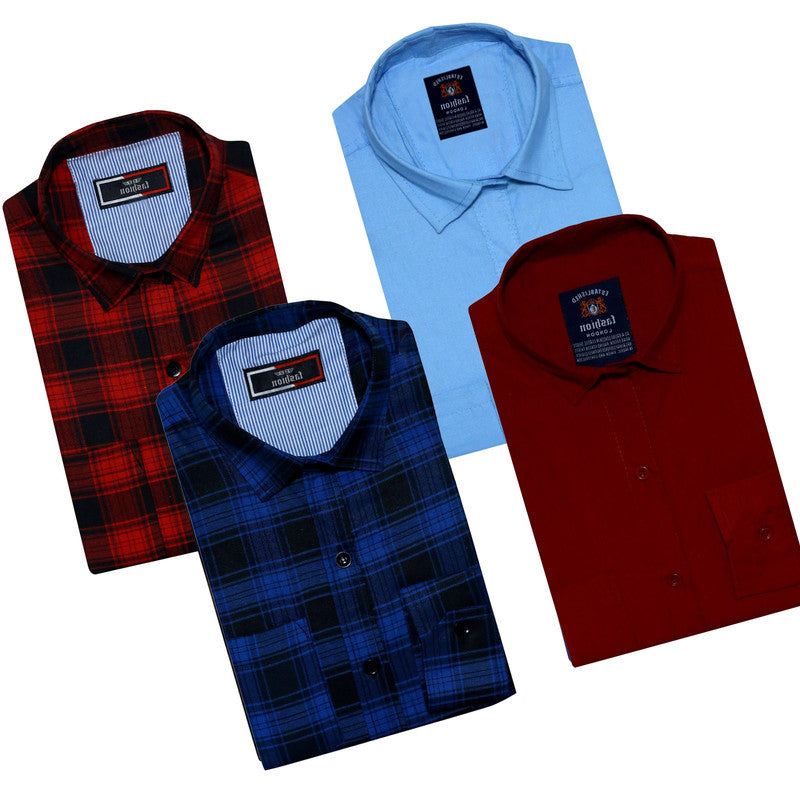 Combo of 4 Casual Shirts for Men (Multicolor, S)
