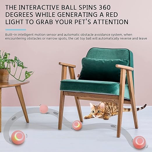 Cat Toy Ball Intelligent Funny Cat Ball 360 Degree (Pack of - 1)Perfect for indoor cats, kittens, and small pets, it encourages exercise and reduces boredom with unpredictable movement and hands-free fun.