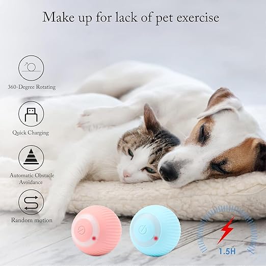 Cat Toy Ball Intelligent Funny Cat Ball 360 Degree (Pack of - 1)Perfect for indoor cats, kittens, and small pets, it encourages exercise and reduces boredom with unpredictable movement and hands-free fun.