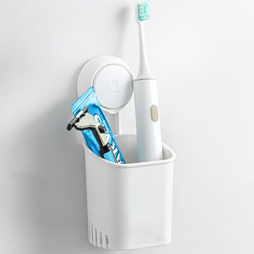 Punch-Free Toothbrush Holder Wall Mount Holder, Multiuse Wall Holder for Toothbrushes, Toothpaste, Shaver, Razor And Makeup Brush (Pack of - 1)