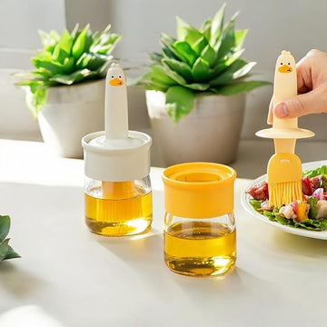 2 In 1 Olive Oil Silicone Brush And High Temperature Resistant Oil Bottle Integrated Barbecue Cooking Utensils Home(Pack of 1)