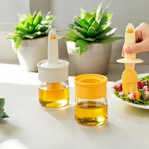 2 In 1 Olive Oil Silicone Brush And High Temperature Resistant Oil Bottle Integrated Barbecue Cooking Utensils Home(Pack of 1)