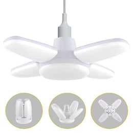 Charkee 25W Cool Day 迷你風扇，4 葉可折疊 LED 燈泡，帶角度可調吸頂燈，家用