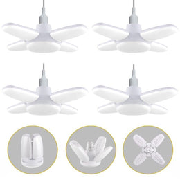 Charkee 25W Cool Day 迷你風扇，4 葉可折疊 LED 燈泡，帶角度可調吸頂燈，家用 4 件裝