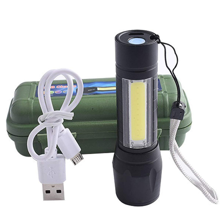 Charkee 3W 三合一手電筒，適用於露營、健行、釣魚，可充電，附 USB 充電線和充電盒