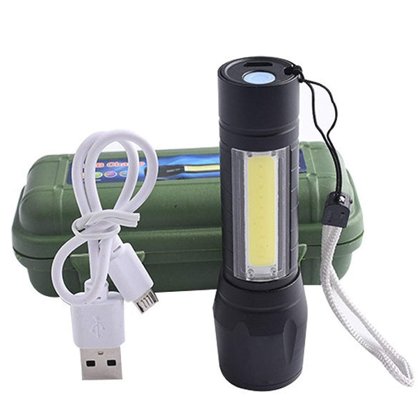 Charkee 3W 三合一手電筒，適用於露營、健行、釣魚，可充電，附 USB 充電線和充電盒