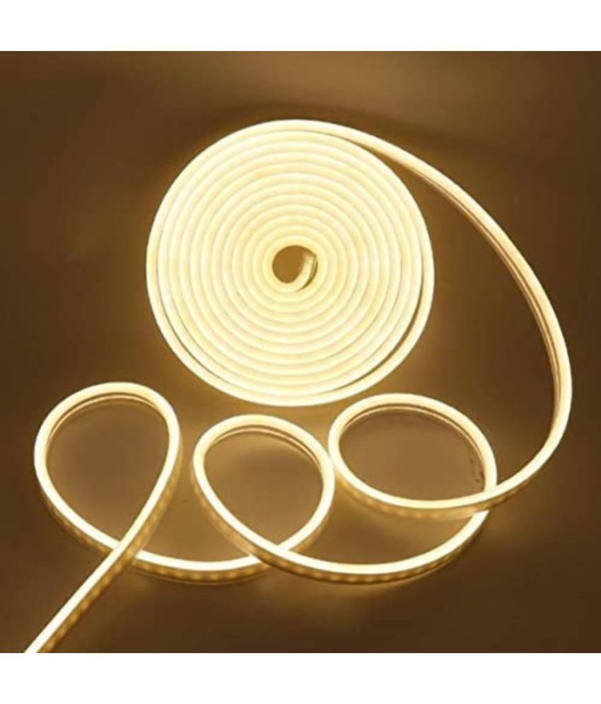 Charkee Off White 5 m Gold Steady Strip Rice Lights.Decorative LED String Lights for Home & Festive.