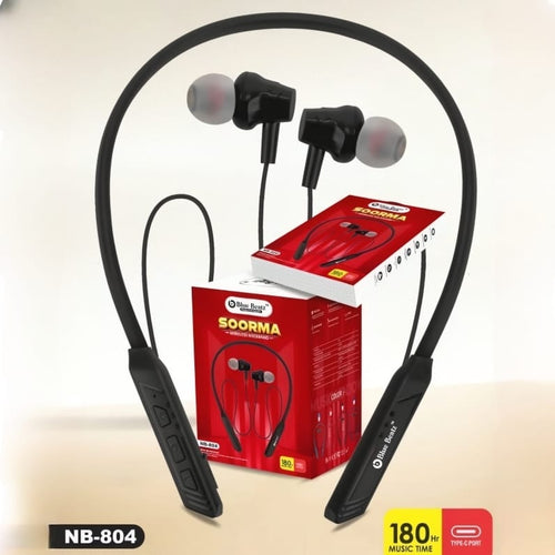 Charkee NB-804 Wireless Neckband In-the-earUpto 20h Music Controls Black.In-Ear Wireless Neckband Earphones with Music & Call Controls