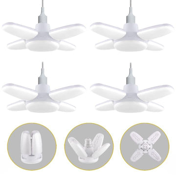 Charkee 25W Cool Day 迷你風扇，4 葉可折疊 LED 燈泡，帶角度可調吸頂燈，家用 4 件裝