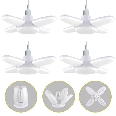 Charkee 25W Cool Day Mini fan Blade 4 Leaf Foldable LED Bulb with Angle Adjustable Ceiling Lights Home Pack of 4