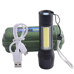 Charkee 3W 三合一手電筒，適用於露營、健行、釣魚，可充電，附 USB 充電線和充電盒
