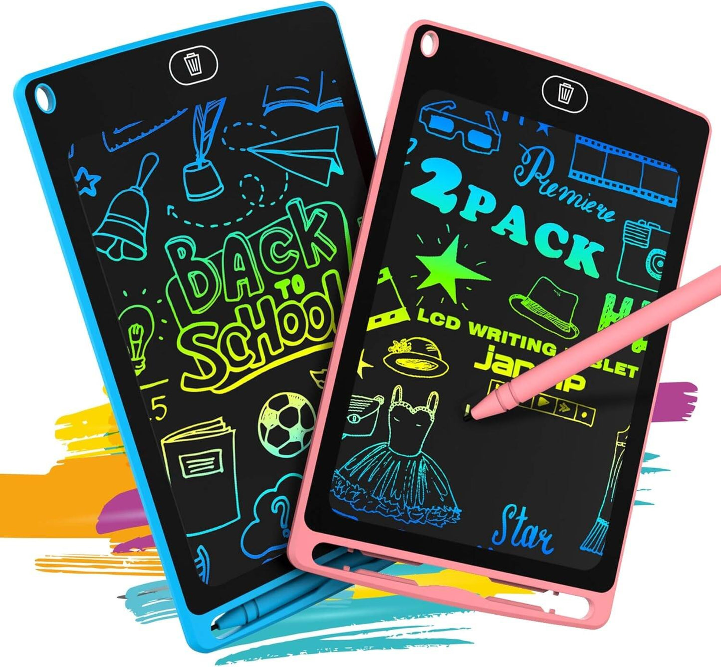 Charkee LCD Writing Tablet 8.5 Inch (Pack of 2) – Electronic Writing & Drawing Doodle Board for Kids & Adults | Reusable Paperless Learning & Memo Pad