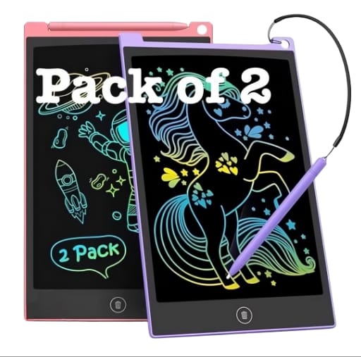 Charkee LCD Writing Tablet 8.5 Inch (Pack of 2) – Electronic Writing & Drawing Doodle Board for Kids & Adults | Reusable Paperless Learning & Memo Pad