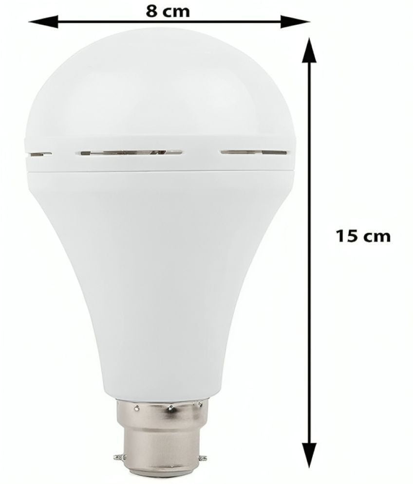 Charkee 9W Cool Day Emergency LED Bulb 3 hrs battery backup without Light (White)Charkee 9W Cool Day Emergency LED Bulb | Rechargeable Inverter Bulb with 3 Hours Battery Backup | AC/DC Power Cut Backup Light for Home & Office | White