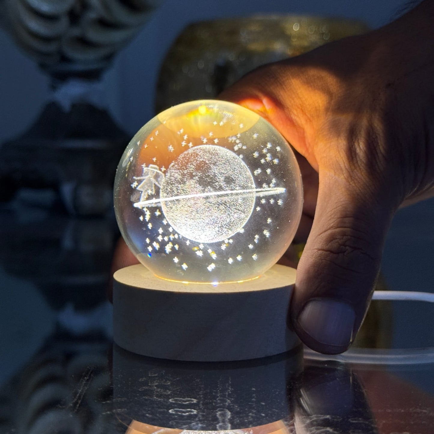 Enhance your space with the Charkee 0.5W 3D crystal ball night lamp. Featuring a soft glow and elegant crystal design, it’s perfect for bedrooms, living rooms, and decorative ambient lighting.