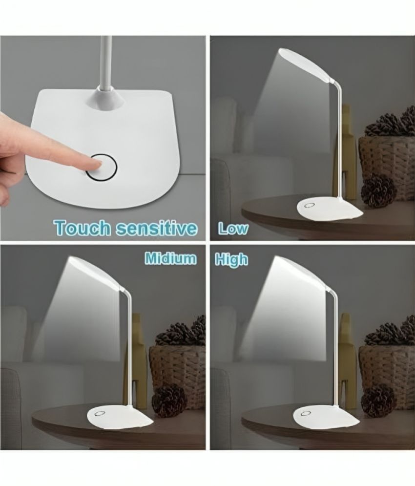 Charkee 3W LED Desk Lamp Rechargeable Touch On/Off Switch,Pack of 1.Charkee 3W Rechargeable Study Lamp – Compact & Modern Desk Light