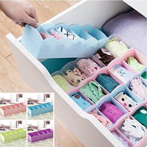 Socks Undergarment Storage Drawer Organiser Set of 4 (Color May Vary)Keep your drawers neat with Socks & Undergarment Storage Organiser Set of 4. Durable, space-saving design, perfect for socks, underwear, and small clothing items.