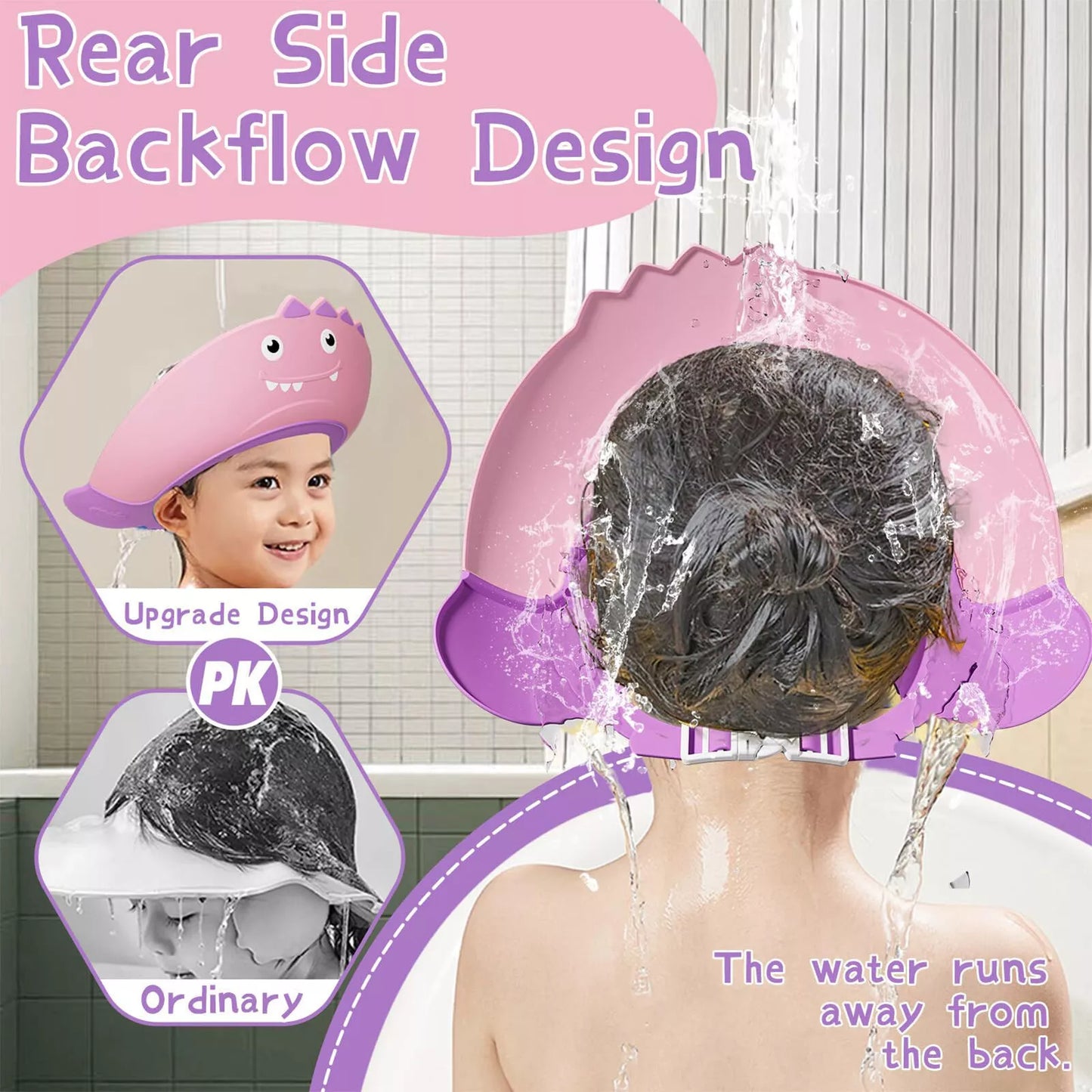 Soft Adjustable Visor Hat Safe Shampoo Shower Bathing Protection Bath Cap for Toddlers, Baby, Kids, Children (Multicolor)