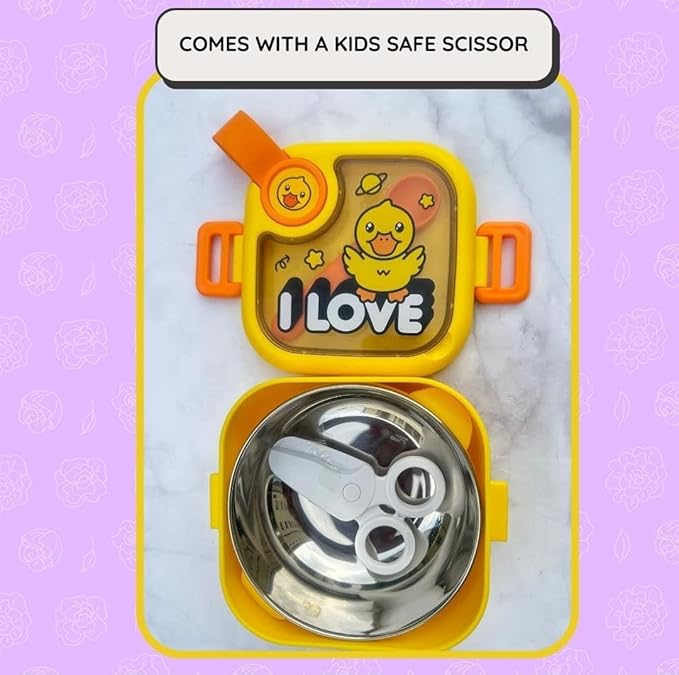 Baby Food Box with Spoon & Scissor | BPA Free Baby Feeding Storage Container with Cutter – Safe & Travel Friendly