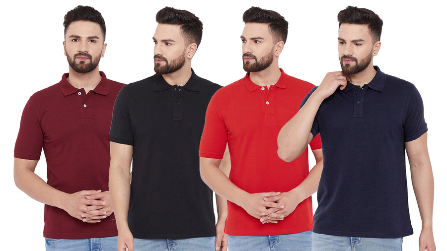 Ketex Cotton Blend Half Sleeves Polo Tshirt (Pack of 4)