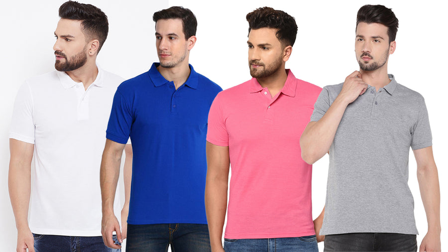 Ketex Cotton Blend Half Sleeves Polo Tshirt (Pack of 4)