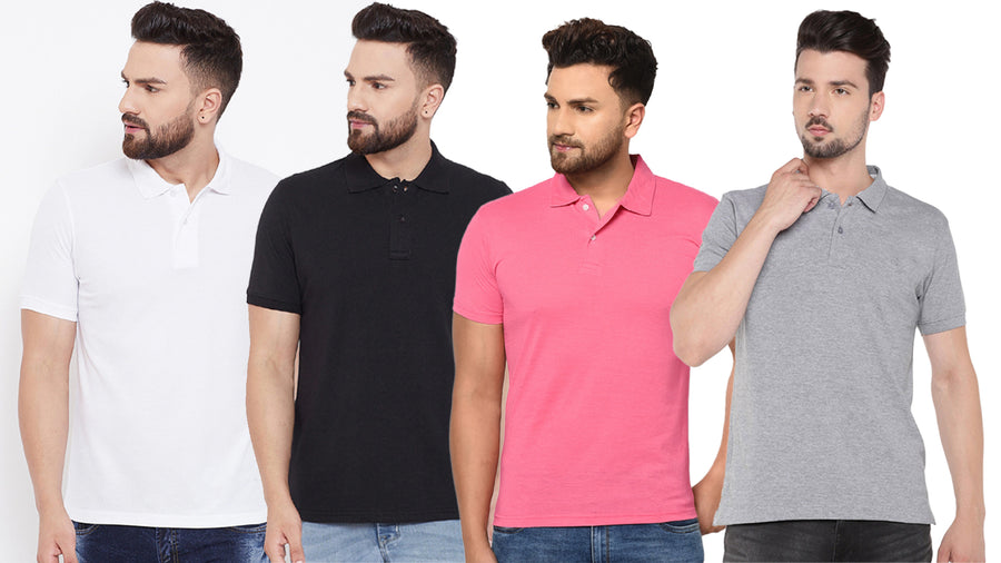 Ketex Cotton Blend Half Sleeves Polo Tshirt (Pack of 4)