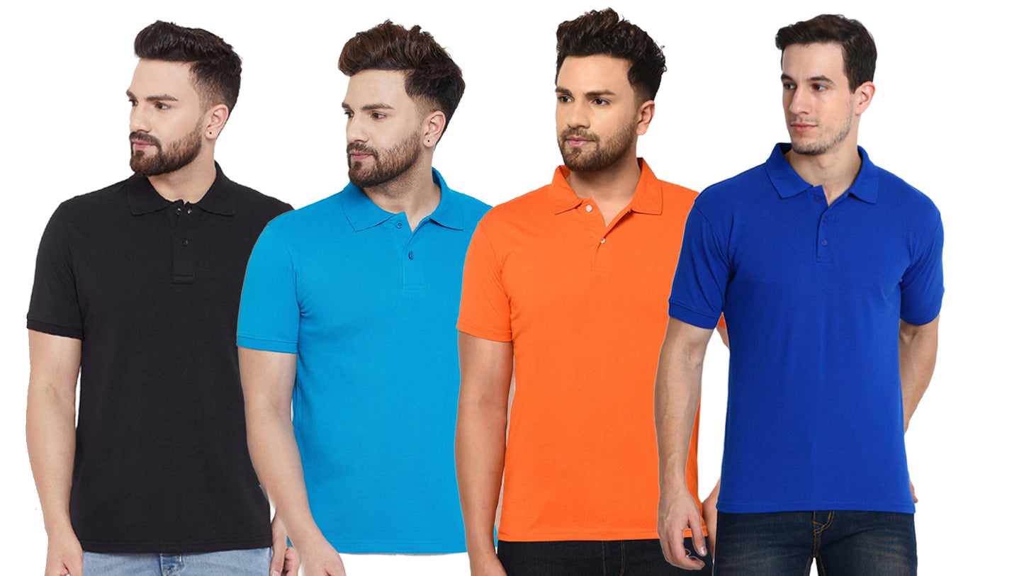 Ketex Cotton Blend Half Sleeves Polo Tshirt (Pack of 4)