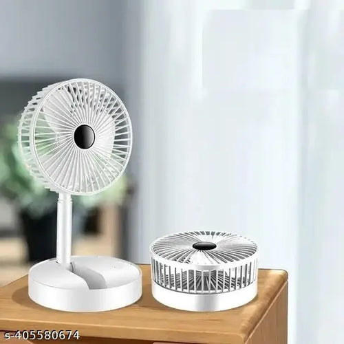 USB Rechargeable Desk Fan Telescopic Electric Desktop Fan Height Adjustable Foldable & Portable.