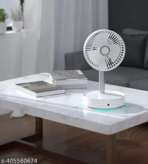 USB Rechargeable Desk Fan Telescopic Electric Desktop Fan Height Adjustable Foldable & Portable.