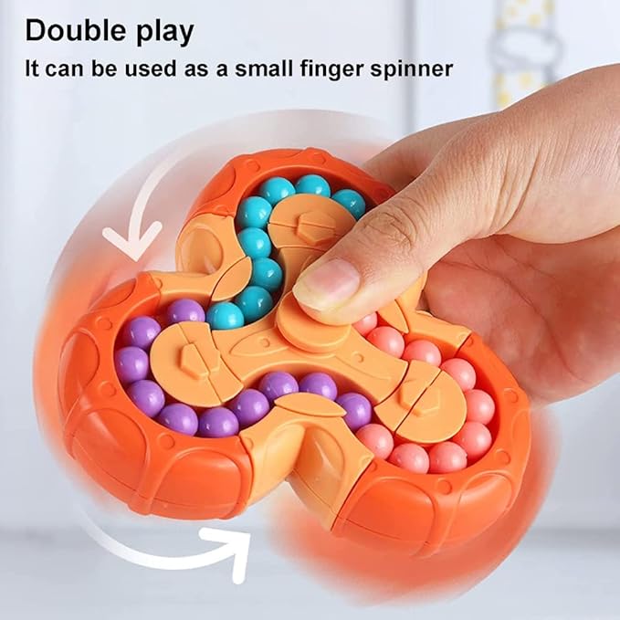 Magic Bean Rotating Cube Fidget Spinner Toy – Creative Brain Teaser Puzzle & Decompression Hand Spinner – Educational Sensory Fidgets for Stress Anxiety Relief, Focus, ADHD – Best Birthday Gift for Kids & Adults (Multi Color)